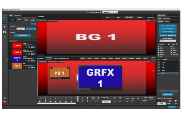 Barco EventMaster bedieningsinterface en software